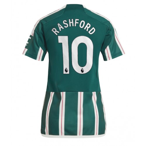 Fotballdrakt Dame Manchester United Marcus Rashford #10 Bortedrakt 2023-24 Kortermet